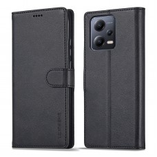 כיסוי ארנק / ספר עשוי מעור בצבע שחור עם חריצים לכרטיסי אשראי עבור Xiaomi Poco X5
