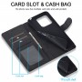 כיסוי ארנק / ספר עשוי מעור בצבע שחור עם חריצים לכרטיסי אשראי עבור Xiaomi Redmi 12C