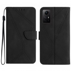 כיסוי ארנק / ספר עשוי מעור בצבע שחור עם חריצים לכרטיסי אשראי עבור Xiaomi Redmi Note 12S