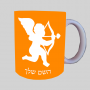 קופידון ספל תה \ קפה מעוצבת בעיצוב אישי עם השם שלך ב10 צבעים לבחירה
