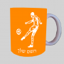 שחקן כדורגל ספל תה \ קפה מעוצבת בעיצוב אישי עם השם שלך ב10 צבעים לבחירה