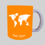 מפת העולם ספל תה \ קפה מעוצבת בעיצוב אישי עם השם שלך ב10 צבעים לבחירה