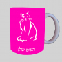 חתול ספל תה \ קפה מעוצבת בעיצוב אישי עם השם שלך ב10 צבעים לבחירה