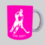 שחקן הוקי ספל תה \ קפה מעוצבת בעיצוב אישי עם השם שלך ב10 צבעים לבחירה