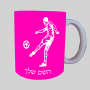 שחקן כדורגל ספל תה \ קפה מעוצבת בעיצוב אישי עם השם שלך ב10 צבעים לבחירה