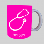 רופא סטטוסקופ ספל תה \ קפה מעוצבת בעיצוב אישי עם השם שלך ב10 צבעים לבחירה