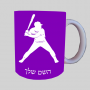 שחקן בייסבול ספל תה \ קפה מעוצבת בעיצוב אישי עם השם שלך ב10 צבעים לבחירה