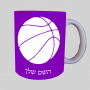 כדור כדורסל ספל תה \ קפה מעוצבת בעיצוב אישי עם השם שלך ב10 צבעים לבחירה