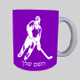 שחקן הוקי ספל תה \ קפה מעוצבת בעיצוב אישי עם השם שלך ב10 צבעים לבחירה