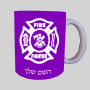 כבאי - תג ספל תה \ קפה מעוצבת בעיצוב אישי עם השם שלך ב10 צבעים לבחירה