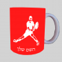 שחקן טניס ספל תה \ קפה מעוצבת בעיצוב אישי עם השם שלך ב10 צבעים לבחירה