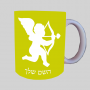 קופידון ספל תה \ קפה מעוצבת בעיצוב אישי עם השם שלך ב10 צבעים לבחירה