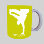 ברייקדאנס ספל תה \ קפה מעוצבת בעיצוב אישי עם השם שלך ב10 צבעים לבחירה