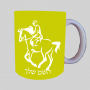 רוכב סוסים 2 ספל תה \ קפה מעוצבת בעיצוב אישי עם השם שלך ב10 צבעים לבחירה