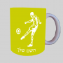 שחקן כדורגל ספל תה \ קפה מעוצבת בעיצוב אישי עם השם שלך ב10 צבעים לבחירה