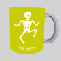 סקלטון ספל תה \ קפה מעוצבת בעיצוב אישי עם השם שלך ב10 צבעים לבחירה