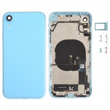 העצרת הכריכה האחורית סוללה (עם סייד מפתחות ו Loud רמקול ו Motor ו מצלמה עדשה ו כרטיס מגש ו Power Button + Volume Button + טעינה נמל + אות Flex Cable ו Wireless טעינה מודול) עבור XR iPhone (כחול)