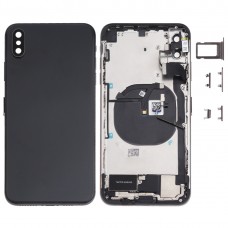 העצרת הכריכה האחורית סוללה (עם סייד מפתחות ו Loud רמקול ו Motor ו מצלמה עדשה ו כרטיס מגש ו Power Button + Volume Button + טעינה נמל + אות Flex Cable ו Wireless טעינה מודול) עבור iPhone XS מקס (שחור)