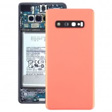 חזרה סוללת כיסוי עם מצלמת עדשה עבור גלקסי S10 + (ורוד)