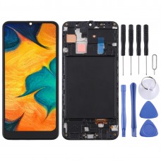 מסך TFT LCD חומר ו Digitizer מלא עצרת עם מסגרת עבור Samsung Galaxy A30 (שחורה)
