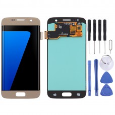 מסך LCD חומר OLED ו Digitizer מלא עצרת עבור סמסונג גלקסי S7 (זהב)