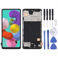 מסך TFT LCD חומר ו Digitizer מלא עצרת עם מסגרת עבור Samsung Galaxy A51 (שחורה)