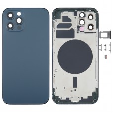 חזרה השיכון כיסוי עם SIM Card מגש ו סייד מפתחות ו מצלמה עדשה עבור iPhone 12 Pro (כחול)