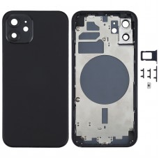 חזרה השיכון כיסוי עם SIM Card מגש ו סייד מפתחות ו מצלמה עדשה עבור 12 iPhone (שחור)