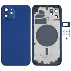 חזרה השיכון כיסוי עם SIM Card מגש ו סייד מפתחות ו מצלמה עדשה עבור 12 iPhone (כחול)