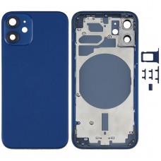חזרה השיכון כיסוי עם SIM Card מגש ו סייד מפתחות ו מצלמה עדשה למיני 12 iPhone (כחול)