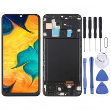 OLED חומר LCD מסך digitizer מלא הרכבה עם מסגרת עבור Samsung Galaxy A30 SM-A305 (שחור)