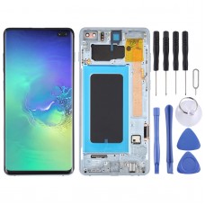 מסך LCD ו digitizer מלא הרכבה עם מסגרת עבור Samsung Galaxy S10 + (כחול)