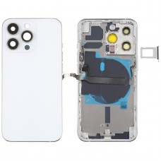 עבור מכסה אחורי סוללה של iPhone 13 Pro עם מקשי צד ומגש כרטיסים ו Power + Volume Flex Cable ומודול טעינה אלחוטית (לבן)