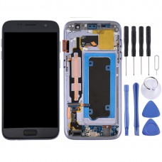 מסך LCD OLED עבור Galaxy S7 - G930V Digitizer הרכבה מלאה עם מסגרת (אפור)