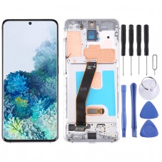 מסך LCD של חומר AMOLED דינאמי מקורי ומכלול דיגיטייזר מלא עם מסגרת עבור סמסונג גלקסי S20 4G SM-G980 (כסף)