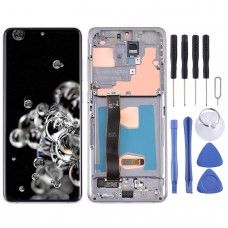 מסך LCD מקורי של Super Amoled עבור Samsung Galaxy S20 Ultra 4G-S20 Ultra 5G Digitizer מכלול מלא עם מסגרת (אפור)