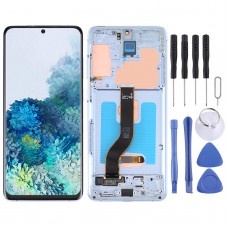 מסך LCD Super AMOLED מקורי עבור Samsung Galaxy S20+ 5G SM-G986B-G985 Digitizer הרכבה מלאה עם מסגרת (כחול)