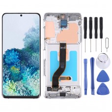 מסך LCD Super AMOLED מקורי עבור Samsung Galaxy S20+ 5G SM-G986B-G985 Digitizer הרכבה מלאה עם מסגרת (כסף)