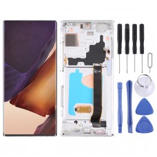 מסך LCD מקורי של Super Amoled עבור Samsung Galaxy Note20 Ultra SM-N986 5G גרסת דיגיטייזר מכלול מלא עם מסגרת (כסף)