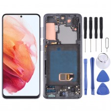מסך LCD Super AMOLED מקורי לסמסונג גלקסי S21 4G-S21 5G SM-G990 SM-G991 Digitizer הרכבה מלאה עם מסגרת (שחור)