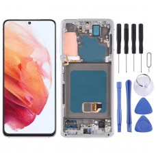 מסך LCD Super AMOLED מקורי לסמסונג גלקסי S21 4G-S21 5G SM-G990 SM-G991 Digitizer הרכבה מלאה עם מסגרת (כסף)