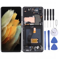 מסך LCD מקורי של Super Amoled עבור Samsung Galaxy S21 Ultra 5G SM-G998B Digitizer הרכבה מלאה עם מסגרת (שחור)