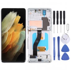 מסך LCD Super AMOLED מקורי עבור Samsung Galaxy S21 Ultra 5G SM-G998B Digitizer הרכבה מלאה עם מסגרת (כסף)