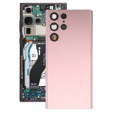 עבור Samsung Galaxy S22 Ultra 5G SM-S908B סוללה כיסוי אחורי עם כיסוי עדשת מצלמה (ורוד)