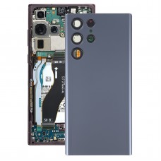 עבור Samsung Galaxy S22 Ultra 5G SM-S908B סוללה כיסוי אחורי עם כיסוי עדשת מצלמה (כחול)