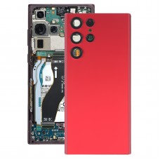 עבור Samsung Galaxy S22 Ultra 5G SM-S908B כיסוי אחורי סוללה עם כיסוי עדשת מצלמה (אדום)