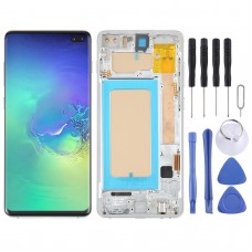 מסך LCD TFT עבור Samsung Galaxy S10+ SM-G975 Digitizer הרכבה מלאה עם מסגרת. לא תומך בזיהוי טביעות אצבע (כסף)