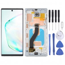 מסך LCD של OLED עבור סמסונג גלקסי הערה 10 SM-N970 דיגיטייזר מכלול מלא עם מסגרת. לא תומך בזיהוי טביעות אצבע (כסף)