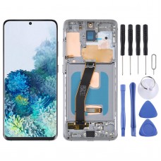 מסך LCD של OLED עבור Samsung Galaxy S20 SM-G980 Digitizer הרכבה מלאה עם מסגרת (אפור)
