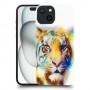 אקוורל טייגר כיסוי מגן סליקון מעוצב ל Apple iPhone 15 סקרין מובייל